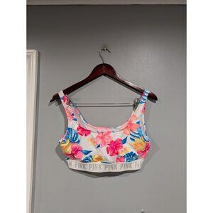 Victoria's Secret Pink Sports Bra Womens Sz Large Ultimate Unlined Floral